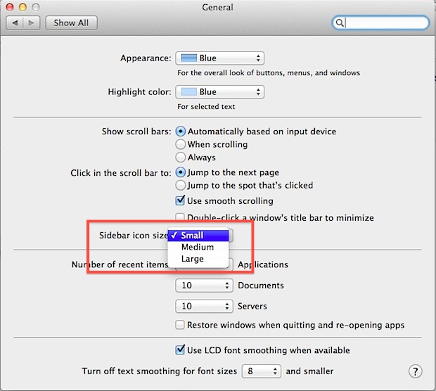 620x556 Change The Text Icon Size Of The Mac Os X Finder Window Sidebar