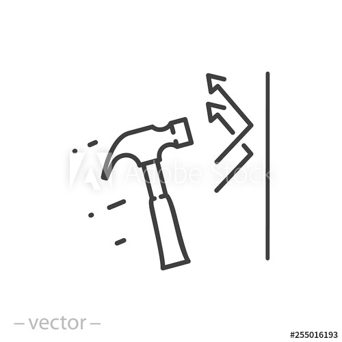 500x500 Shockproof Icon, Impact Protection Linear Sign On White Background