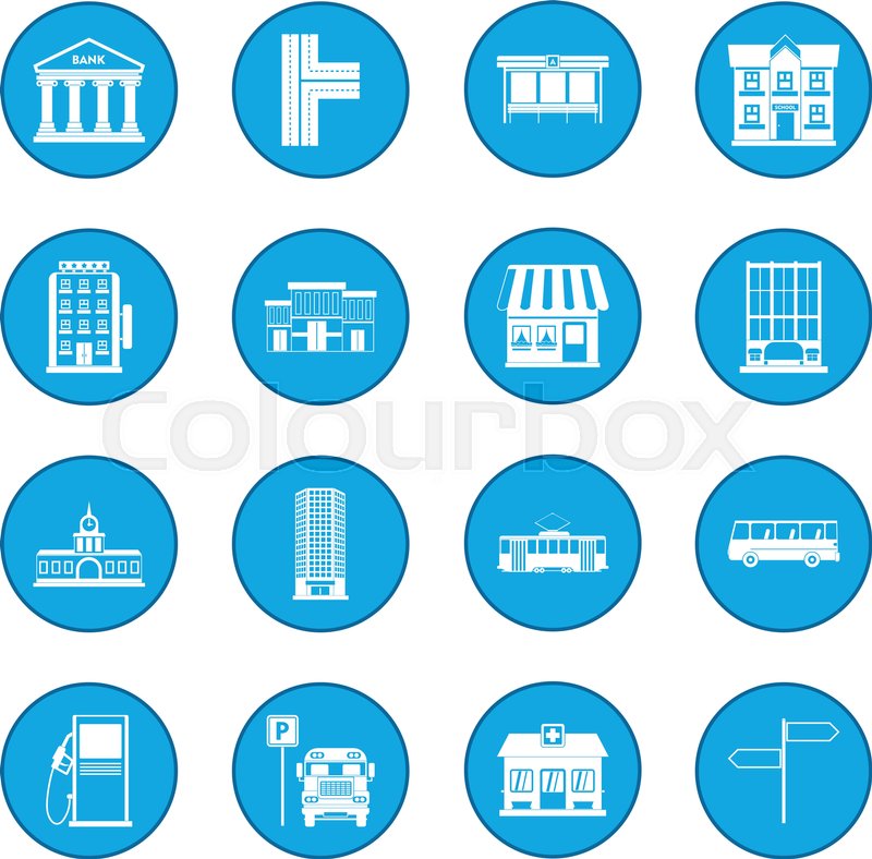 800x788 Infrastructure Set Icon Blue Isolated Stock Vector Colourbox