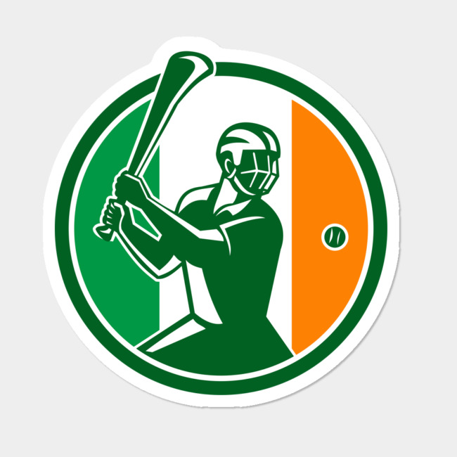 650x650 Hurling Ireland Flag Icon Sticker