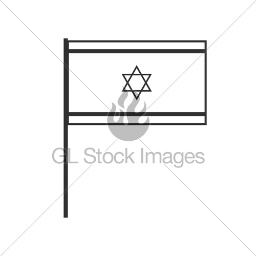 500x500 Israel Flag Icon In Black Flat Outline Design Gl Stock Images