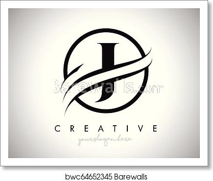 435x370 J Letter Logo Design With Circle Swoosh Border And Creative Icon