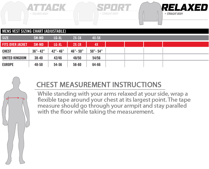 700x565 Icon Vest Size Chart