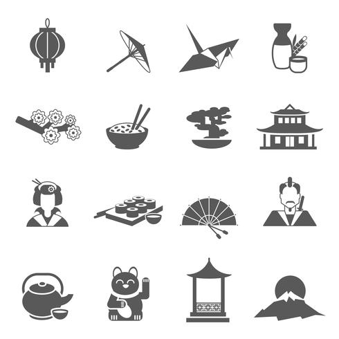 490x490 Japan Silhouette Flat Icon Set