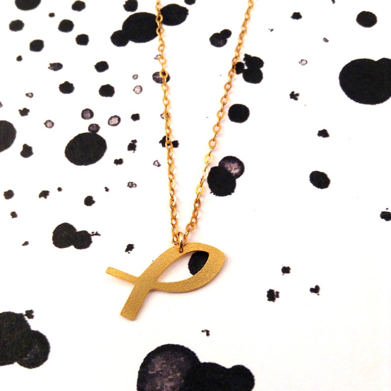 794x794 Fish Necklace Gold Filled Necklace Icon Jewelry Design Art Etsy