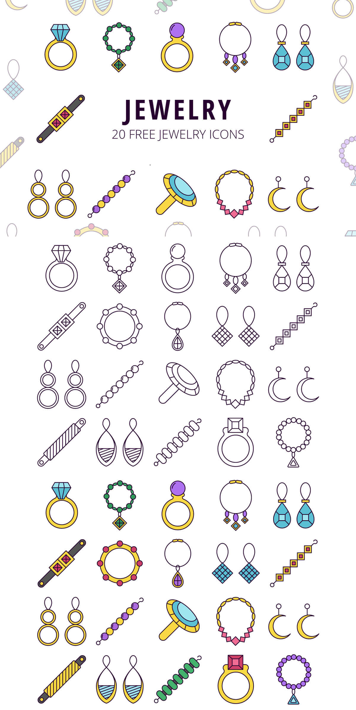 1200x2393 Free Jewelry Vector Icon Set