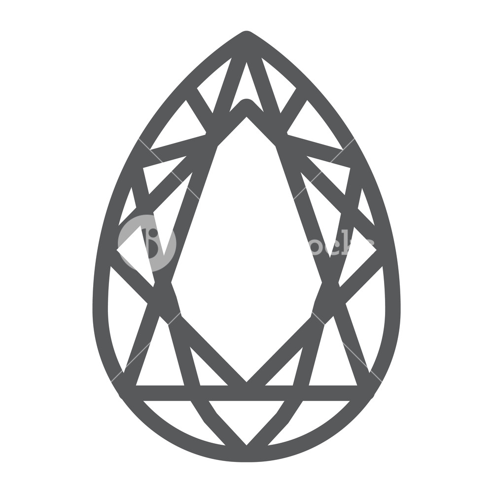 1000x1000 Gem Line Icon, Jewelry And Crystal, Diamond Sign, Vector Graphics