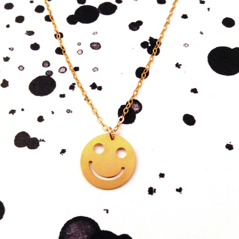 794x794 Smiley Necklace Gold Filled Necklace Smiley Icon Jewelry Etsy
