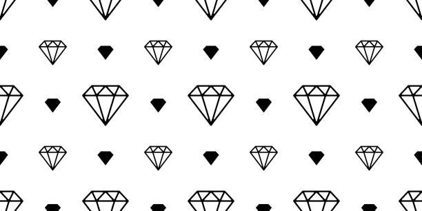 612x306 Diamond Gem Icon Jewelry Vector Seamless Pattern Background