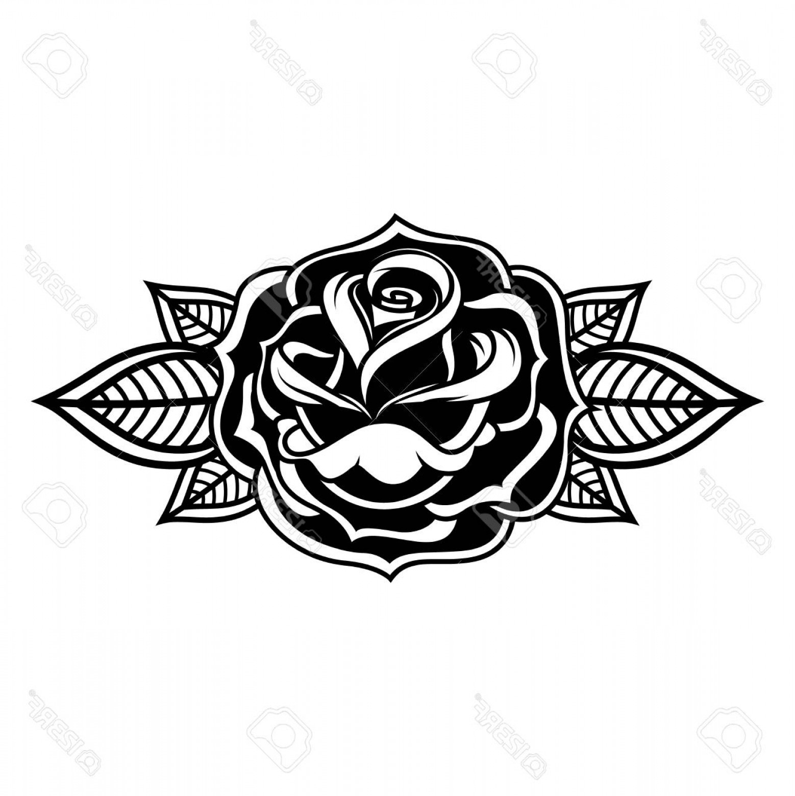 1558x1560 Photostock Vector Rose Illustration In Tattoo Style Design Element