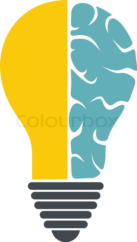 454x800 Brain Lamp Icon Flat Isolated On White Stock Vector Colourbox