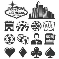 235x235 Las Vegas Casino And Gambling Black White Icon Set Vector Art