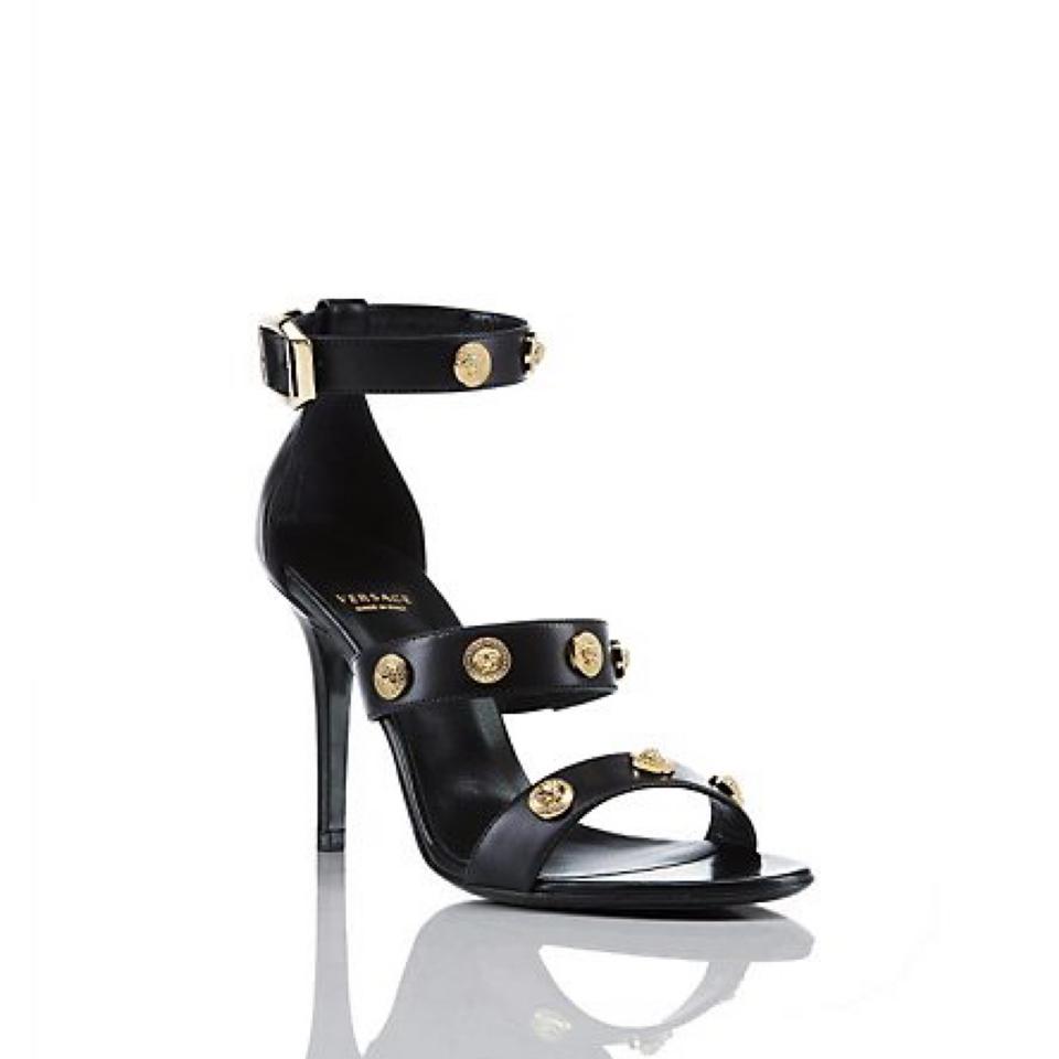 960x960 Versace Black Medusa Stud Icon Leather Sandals Size Eu