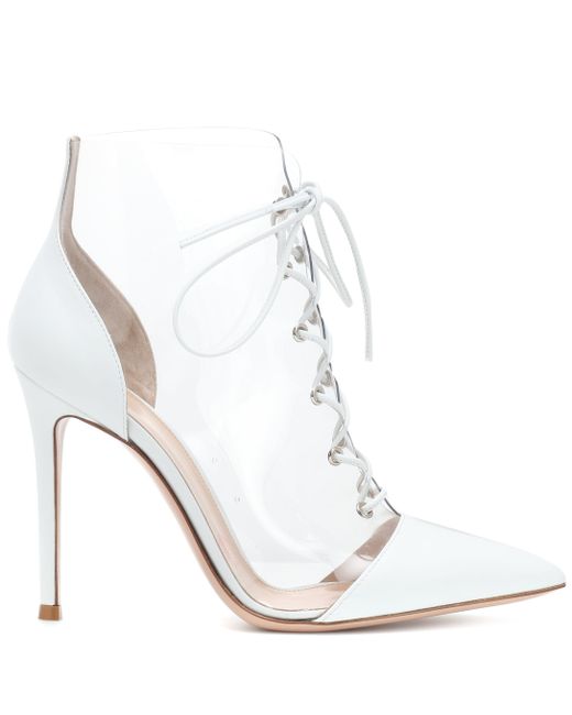 520x650 Gianvito Rossi Icon Leather Trimmed Ankle Boots In White