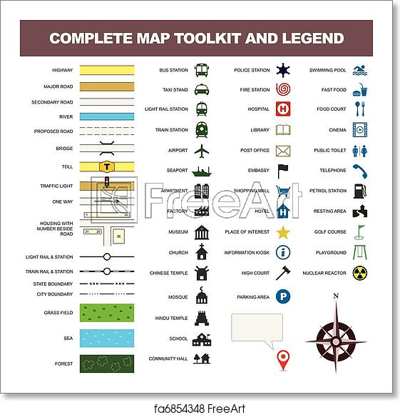 561x581 Free Art Print Of Map Icon Legend Symbol Sign Toolkit A Complete