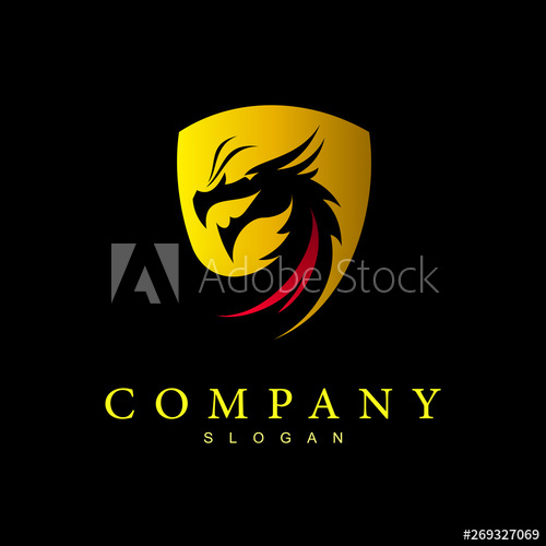 500x500 Dragon Logo And Gold Shield, Security Icon, Legend Symbol
