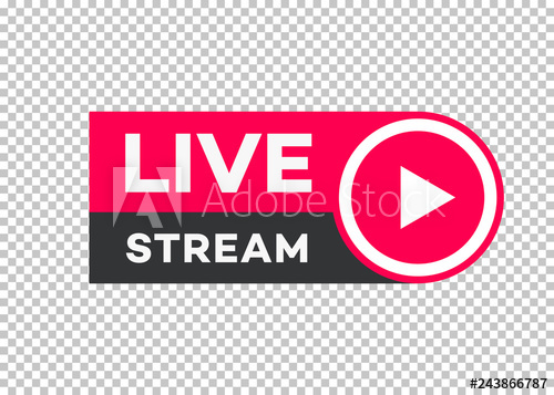 500x357 Vector Live Stream Icon Flat Style With Play Button Isolated