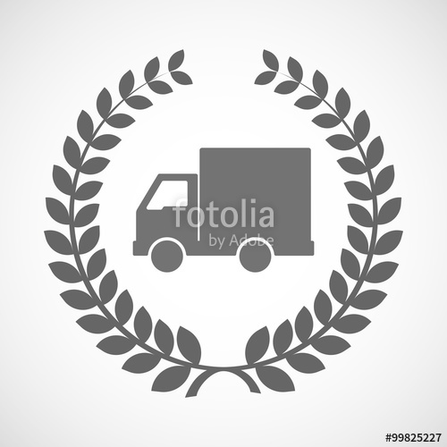 500x500 Isolated Laurel Wreath Icon With A Delivery Truck Stock Image