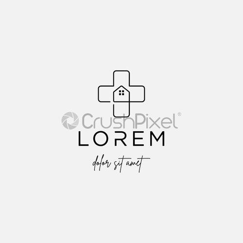 500x500 Home Cross Logo Design Vector Isolated Icon, Stock Vector Crushpixel