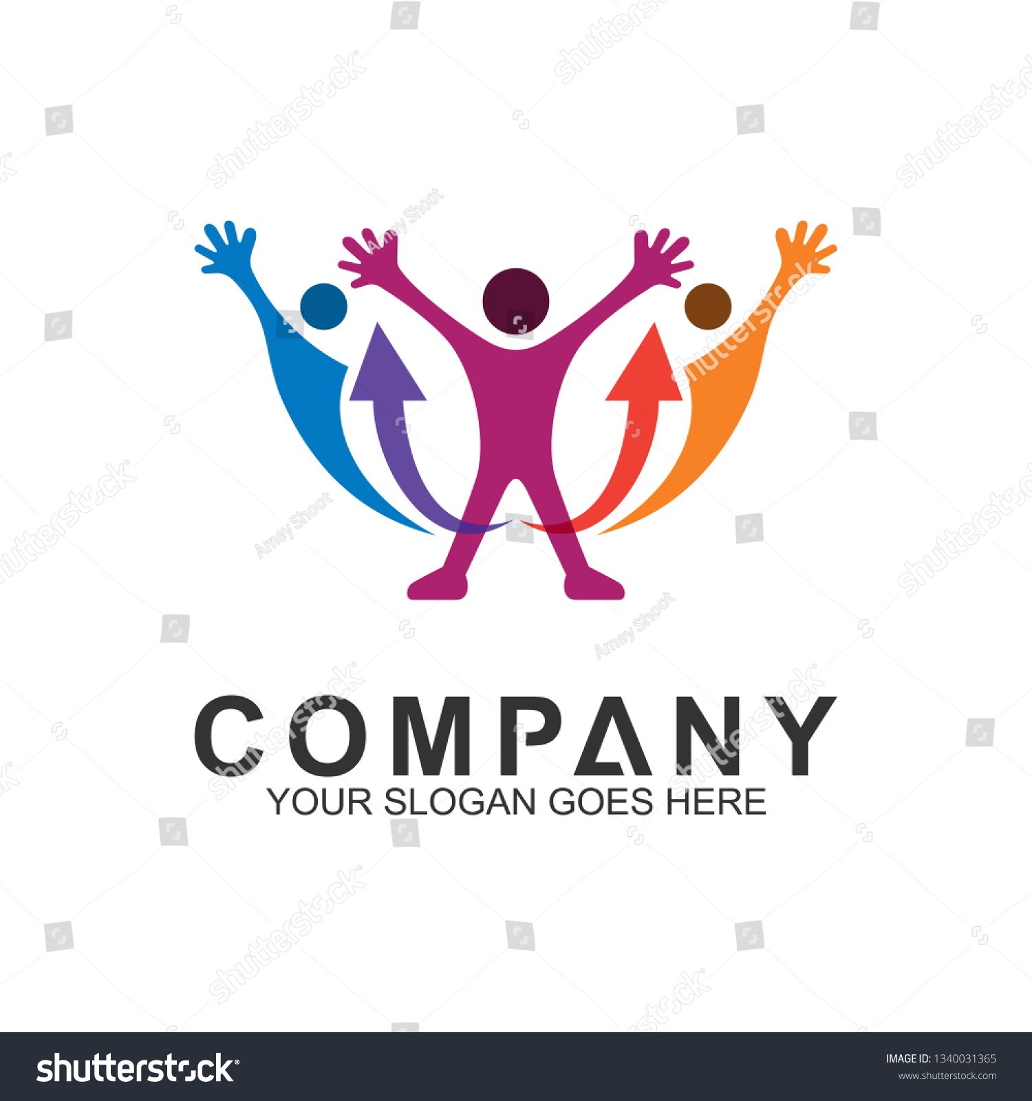 1500x1600 People Group With Arrow Logo Design Template Success People Icon