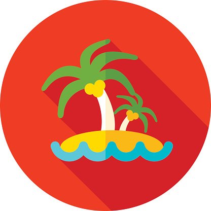 416x416 Island With Palm Trees Flat Icon Long Shadow Premium Clipart