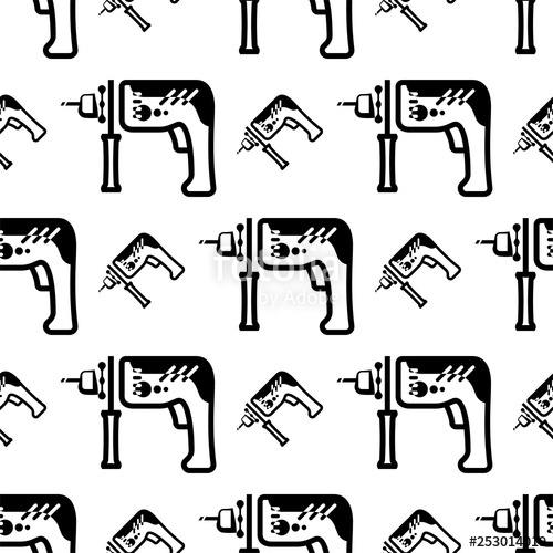 500x500 Drill Machine Icon, Machine Tool Icon Seamless Pattern Stock
