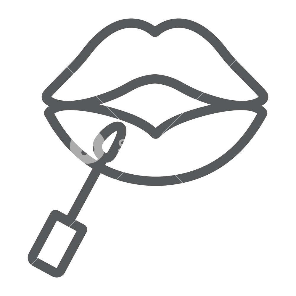 1000x1000 Lip Gloss Line Icon, Makeup And Cosmetic, Painting Lips Sign