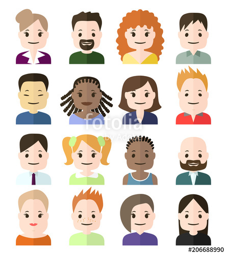 445x500 People Face, Avatar Icon Male And Female Illustration In Flat