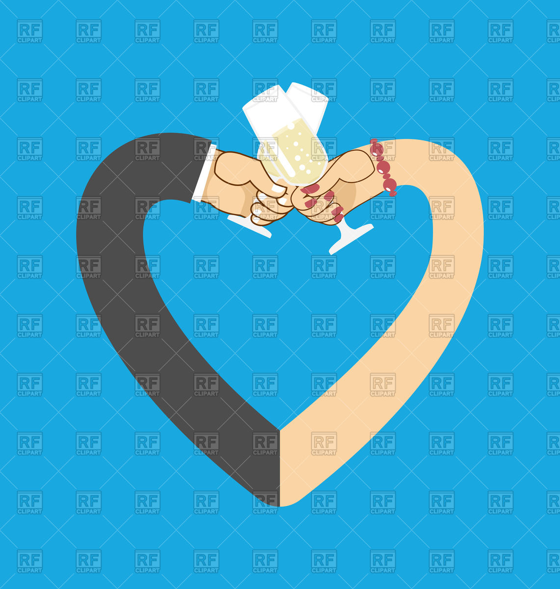 1142x1200 Wedding Icon Male And Female Hand With Wine Glasses Vector Image