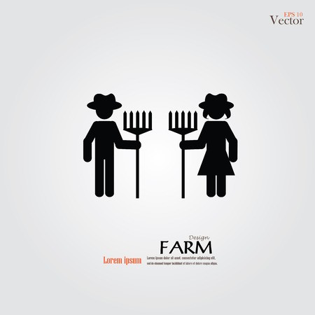 450x450 Farmer Icon Male And Female Farmer With Rake Vector Illustration