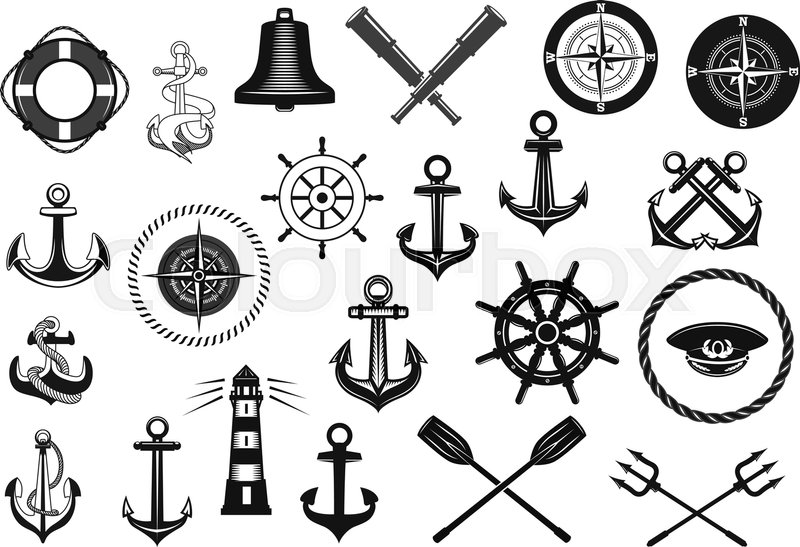 800x547 Nautical Icon Set Marine Anchor, Stock Vector Colourbox
