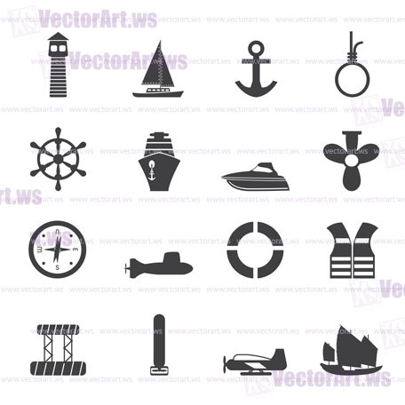 456x456 Silhouette Simple Marine, Sailing And Sea Icons