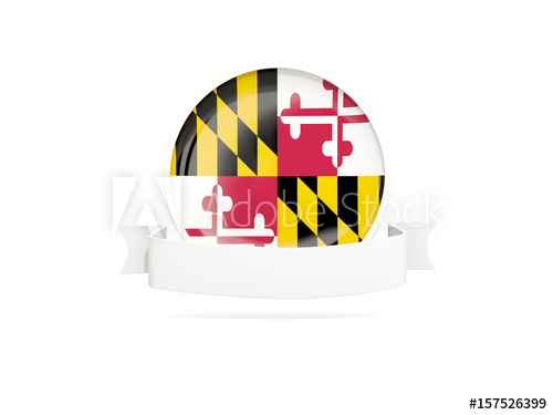500x375 Flag Of Maryland With Banner, Us State Round Icon