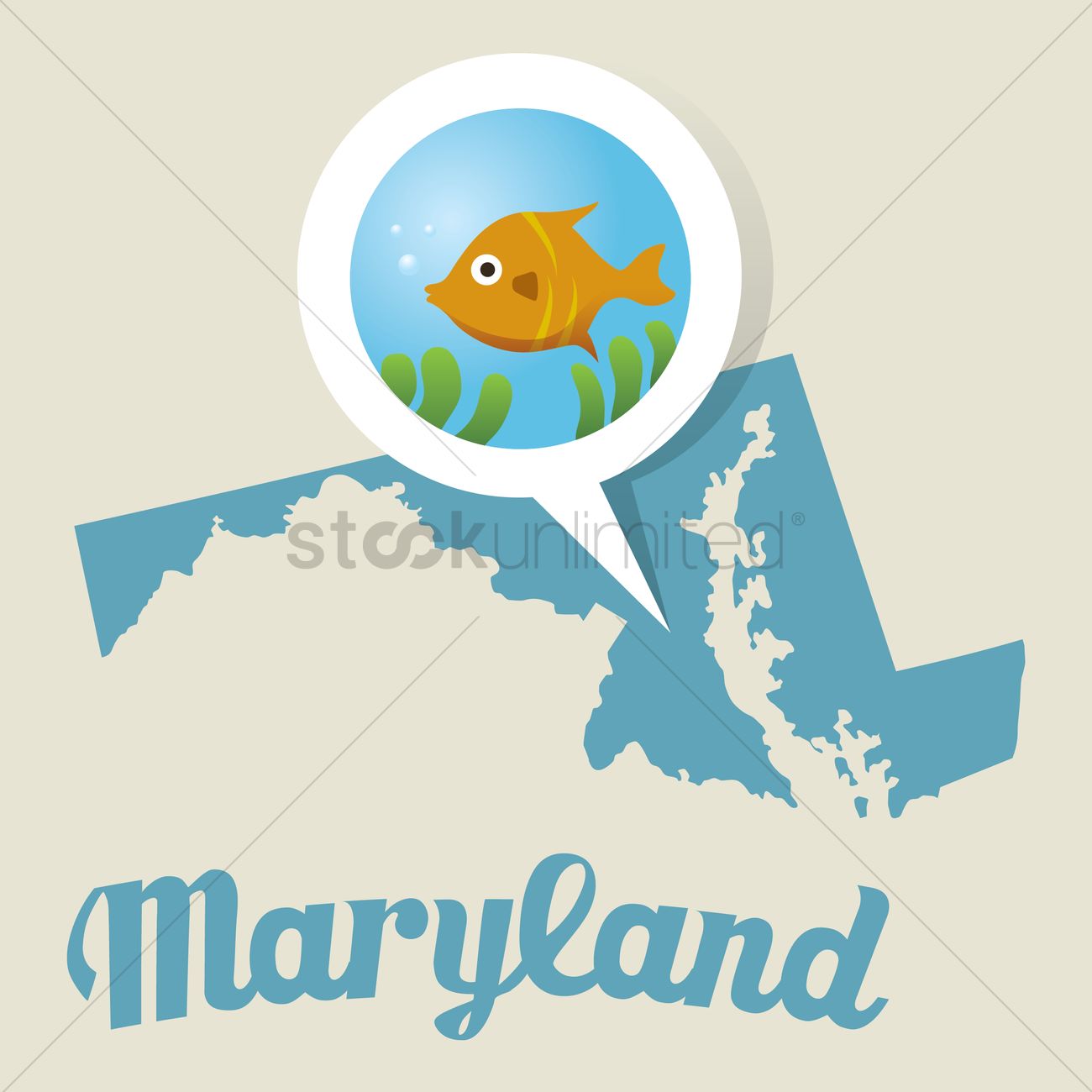1300x1300 Maryland Map With Baltimore Aquarium Icon Vector Image