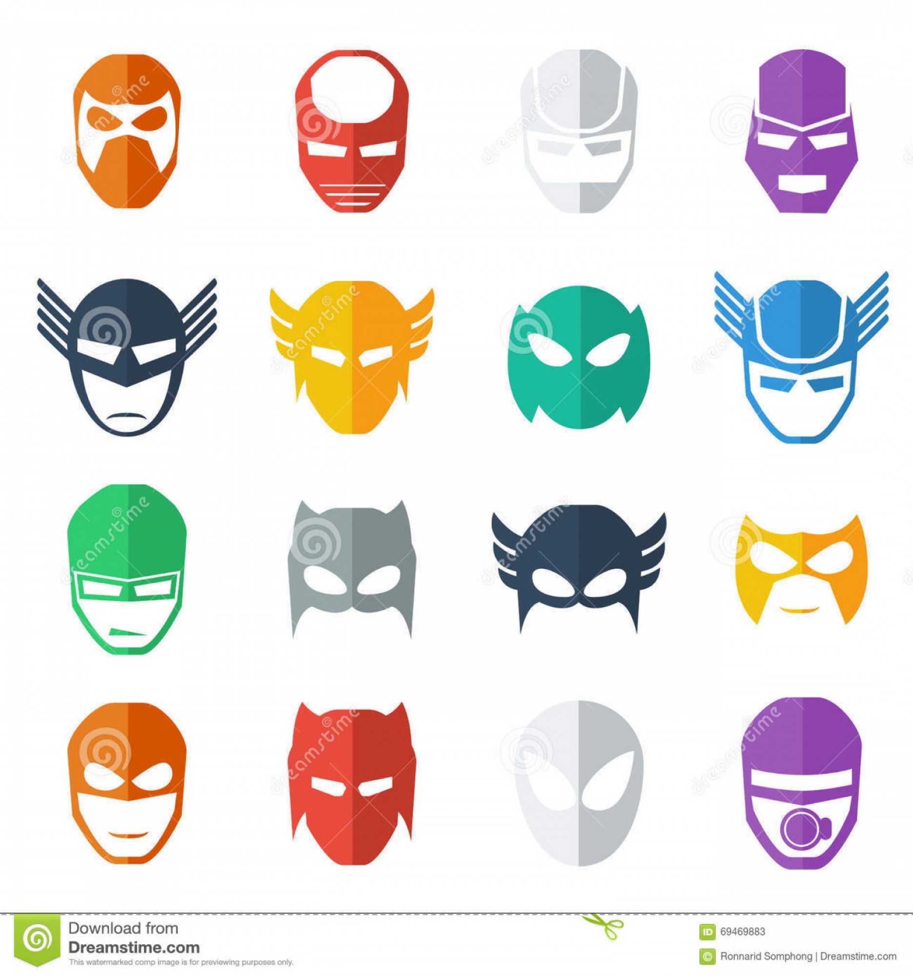 1872x2001 Stock Illustration Super Hero Mask Icon Colorful Illustration Flat