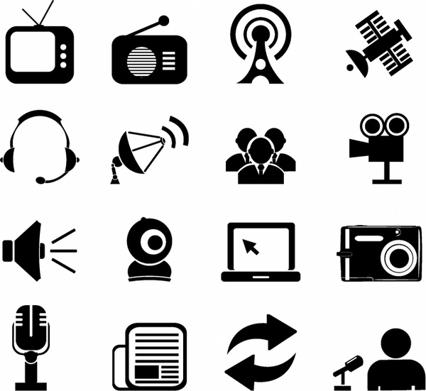 600x551 Mass Media Icons Free Vector In Adobe Illustrator