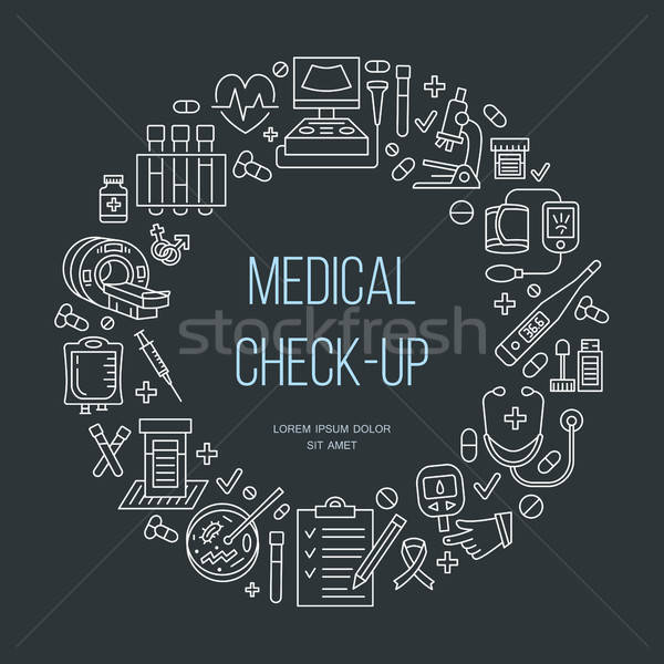 600x600 Medical Poster Template Vector Line Icon, Medical Center, Health