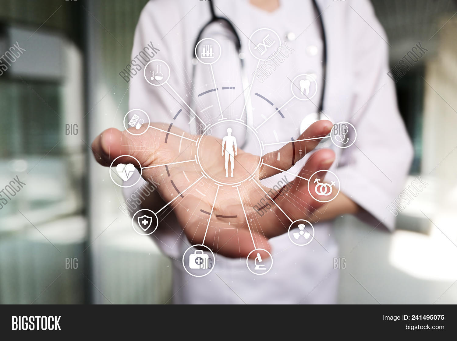 1500x1120 Medicine Doctor With Modern Computer, Virtual Screen Interface