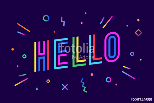 500x334 Hello Banner, Speech Bubble, Poster And Sticker Concept, Memphis