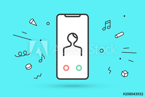 500x334 Icon Of Smartphone With Incoming Call White Phone In Line Graphic