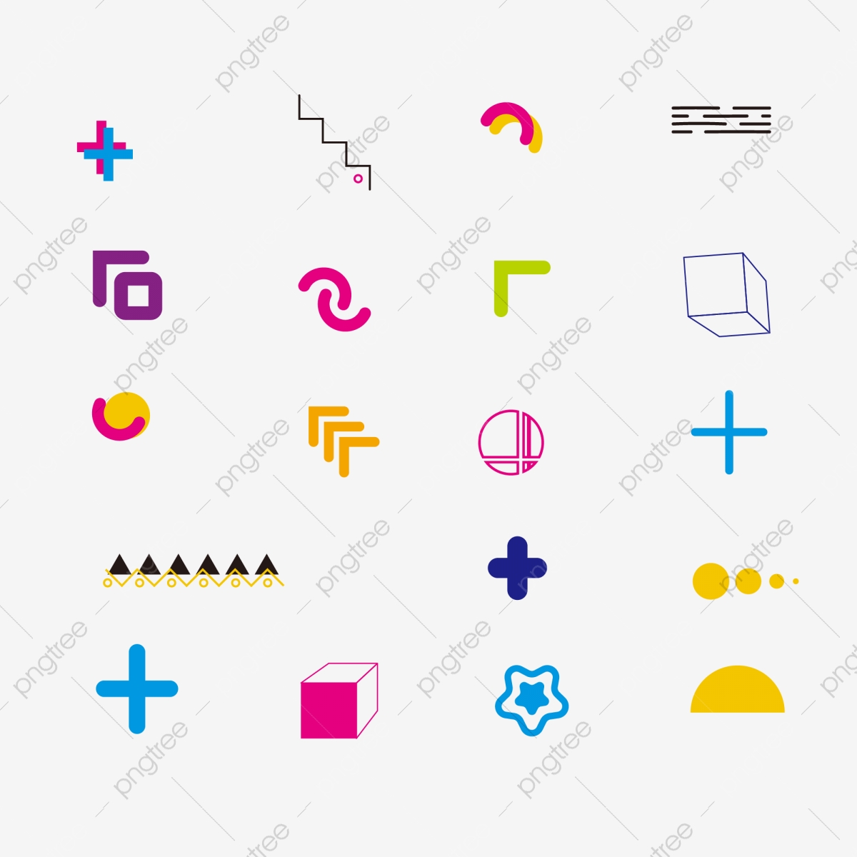 1200x1200 Modern Geometric Ornament Abstract Memphis Element Icon Colorful