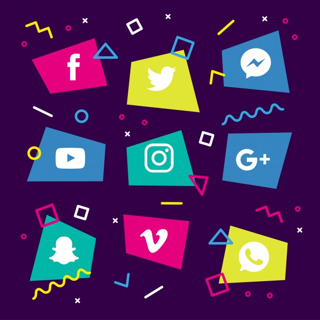626x626 Social Media Memphis Icons Vector Free Download