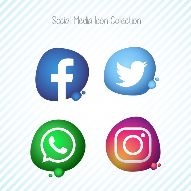 626x626 Creative Memphis Fluid Social Media Icons Set Vector Free Download