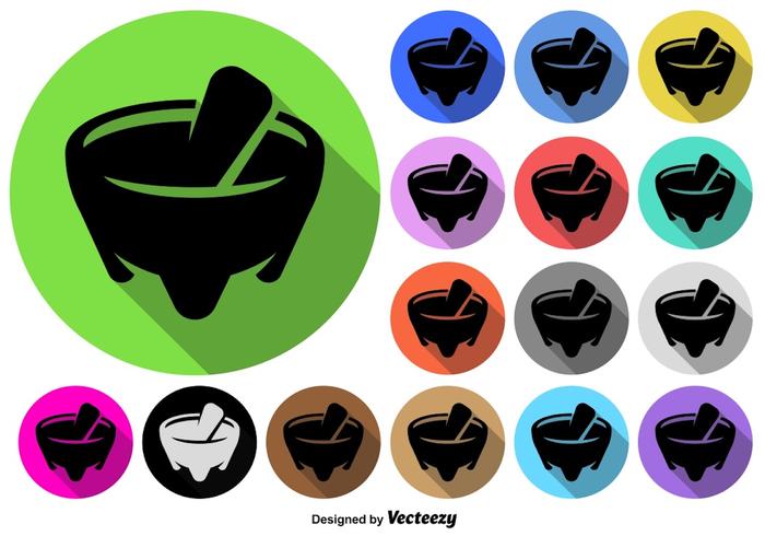 700x490 Mexican Molcajete Icon Colorful Buttons Set