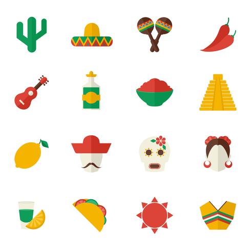 490x490 Mexico Flat Icons Set