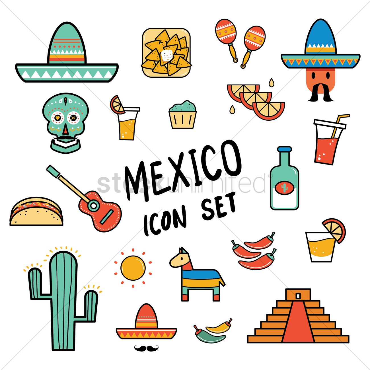 1300x1300 Mexico Icon Set Vector Image