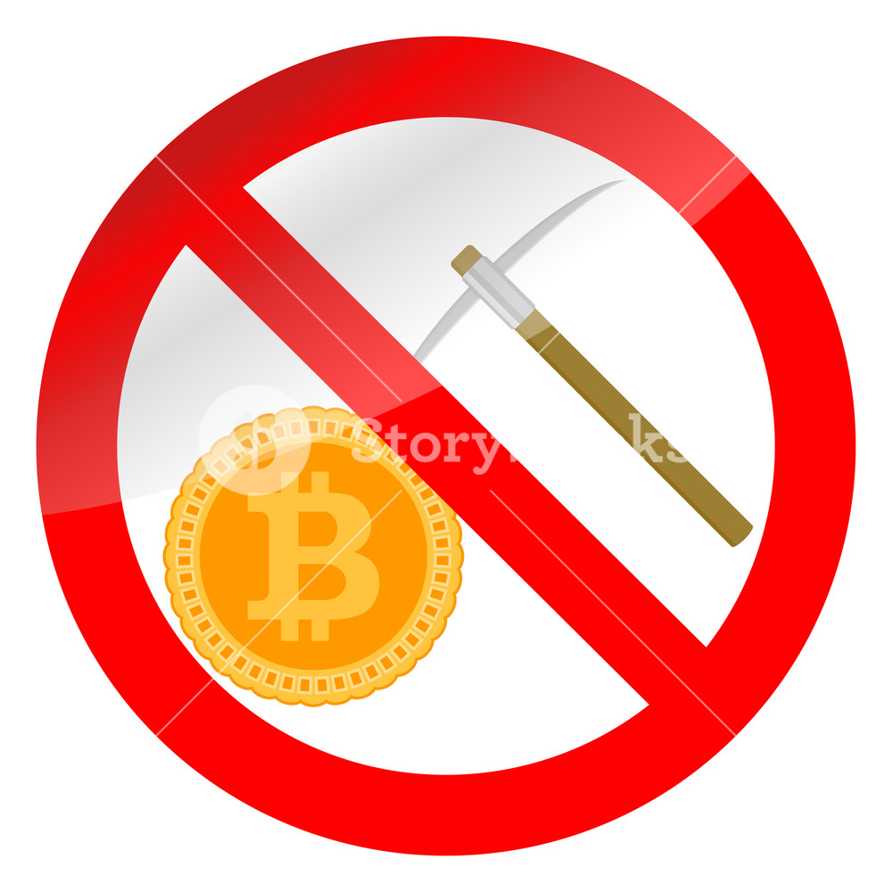 1000x1000 Prohibition Icon Mining Bitcoin Stop Mining And Ban Btc With Pick