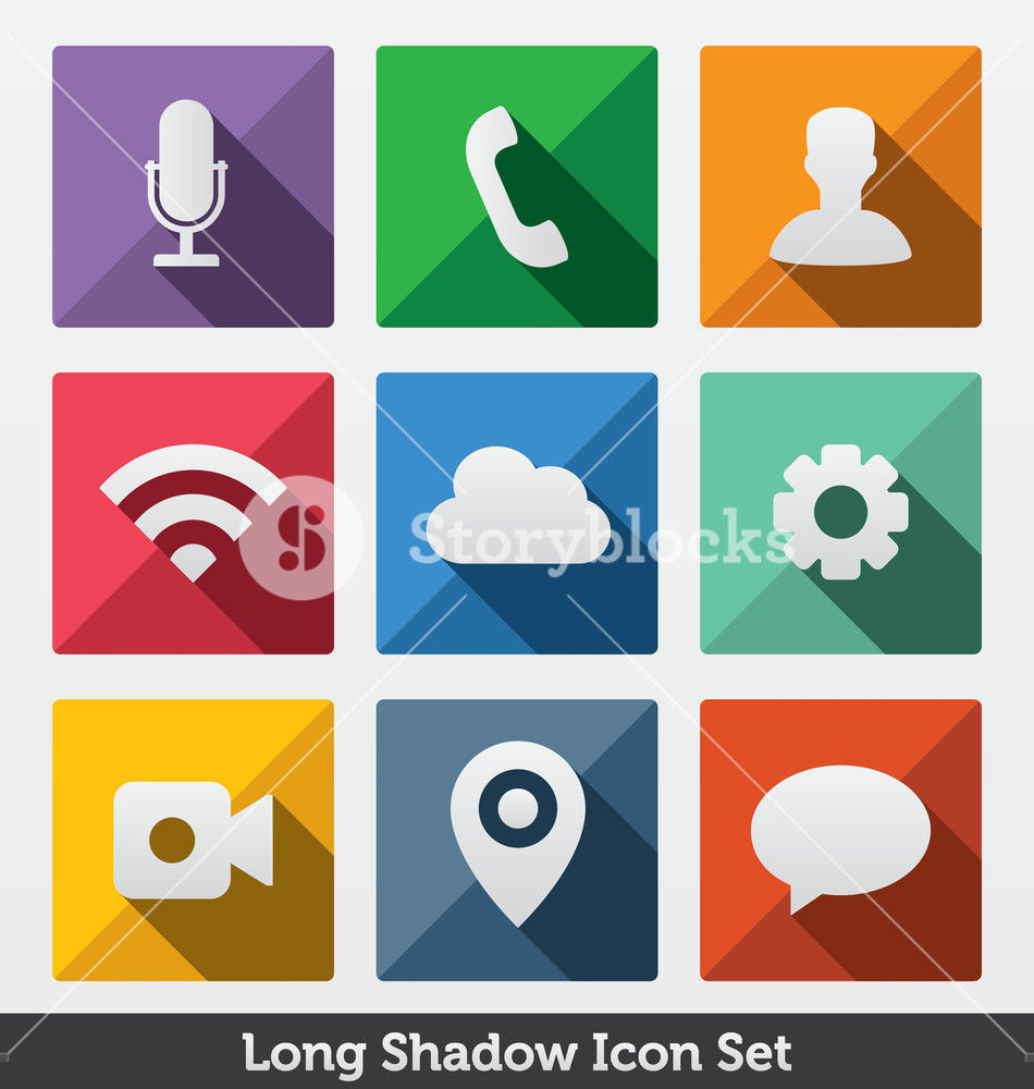 950x1000 Long Shadow Icon Set Trendy Design Most Popular App Icons