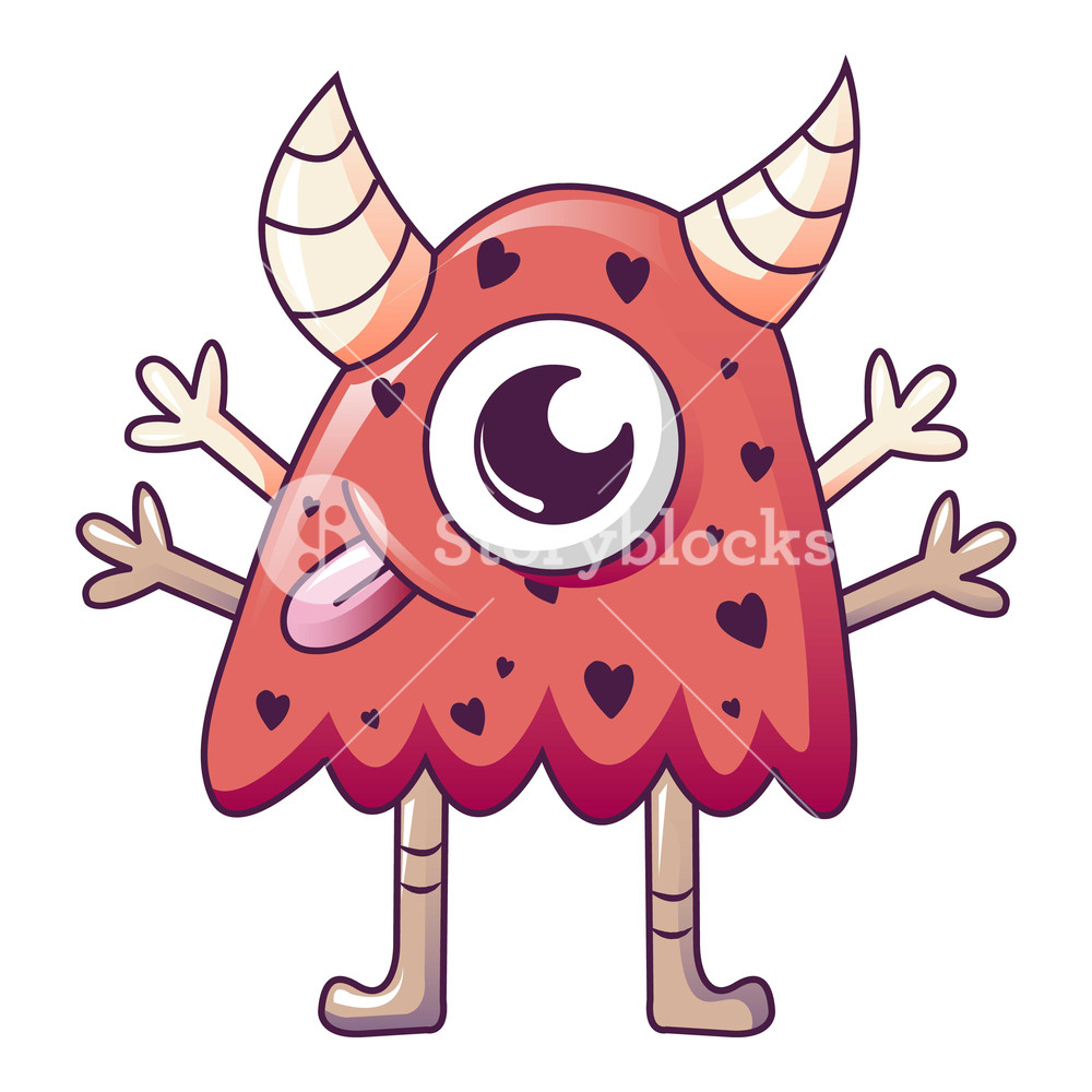 1000x1000 Red One Eye Monster Icon Cartoon Of Red One Eye Monster Vector