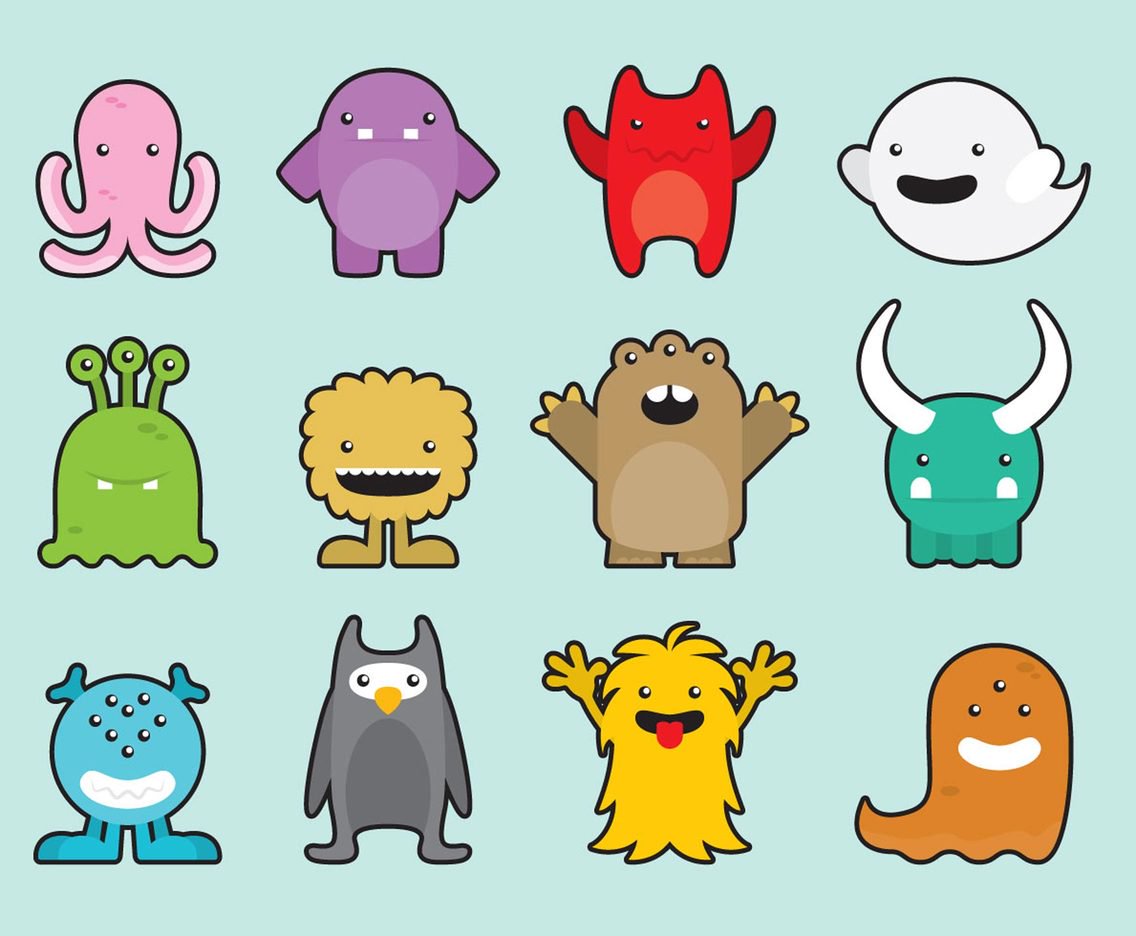 1136x936 Cute Monster Icons Vector Art Graphics